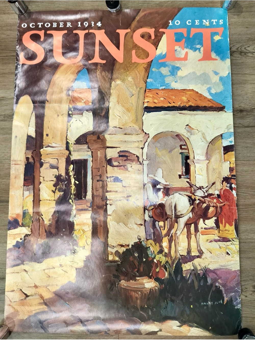 Vintage Sunset Magazine Poster October 1934 Cover Art California Rancho 20x30